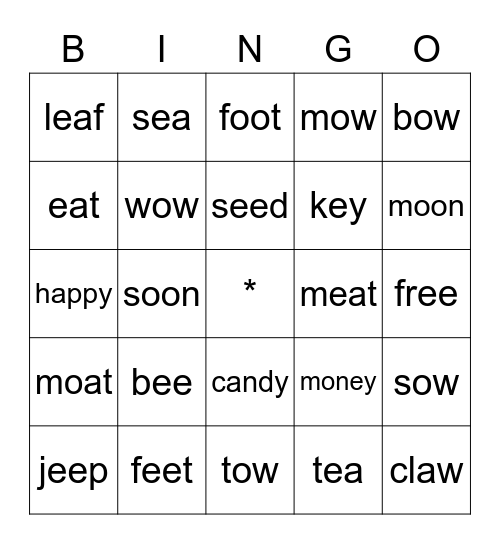 Lesson 6 Bingo Card