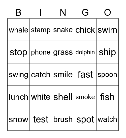 U3-4 Bingo Card