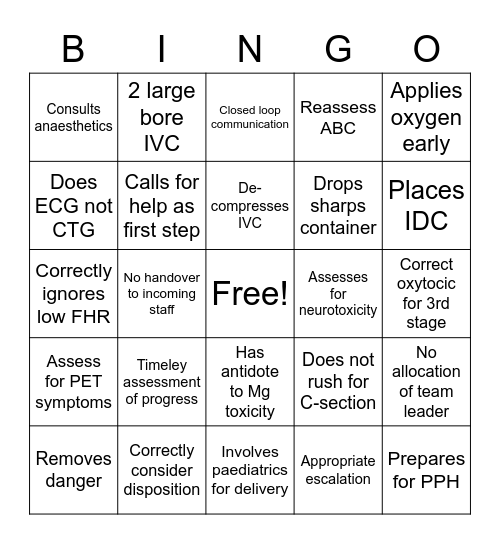 Ecclampsia 99% Bingo Card