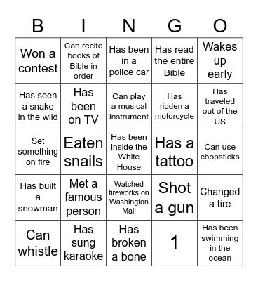 FIND SOMEONE WHO Bingo Card