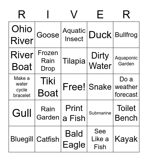River Weekend Bingo Card