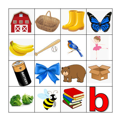 Letter B Bingo Card