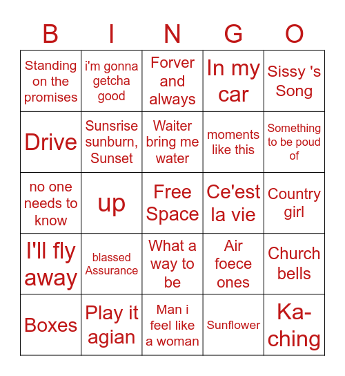 Stephanie's Bingo Card