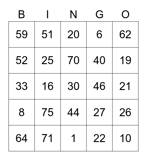 Kurisu Round 2 [Numbers] Bingo Card