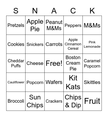 MACY'S  SNACK  ATTACK Bingo Card