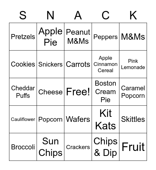 MACY'S  SNACK  ATTACK Bingo Card