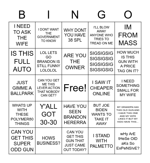 GSB Bingo Card