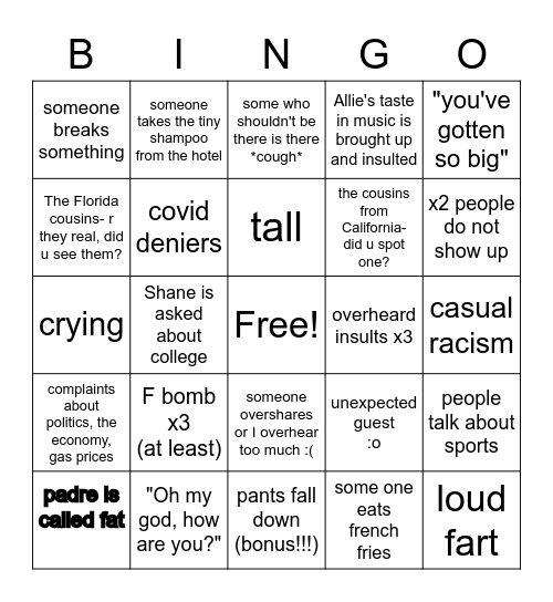 FUNeral Bingo! Bingo Card