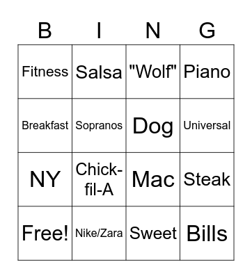 Get to Know ... Max Lucia Bingo Card