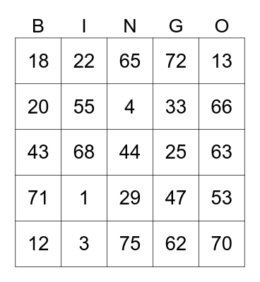 Beryl Round 1 [Numbers] Bingo Card