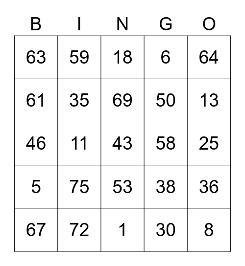 Beryl Round 2 [Numbers] Bingo Card