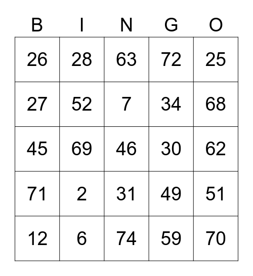 Dr Sololek Round 1 [Numbers] Bingo Card