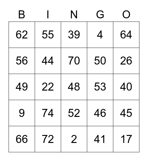 Dr Sololek Round 2 [Numbers] Bingo Card