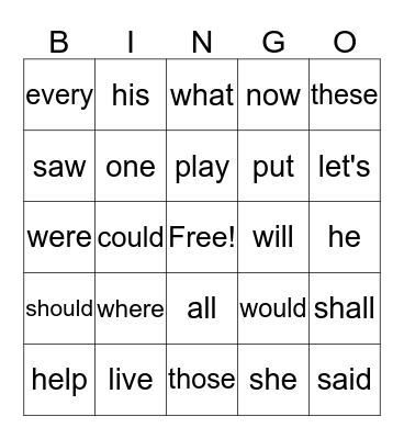 Sight Word Bingo- Fall Bingo Card
