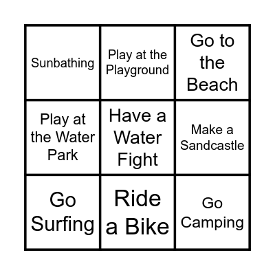 Summer Bingo Card