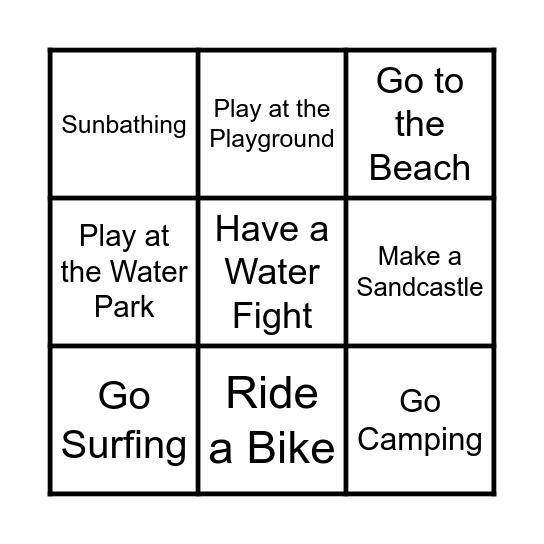 Summer Bingo Card