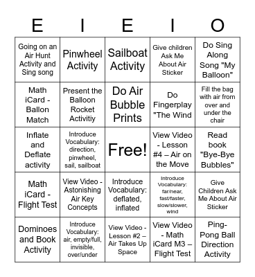 ASTONISHING AIR Bingo Card