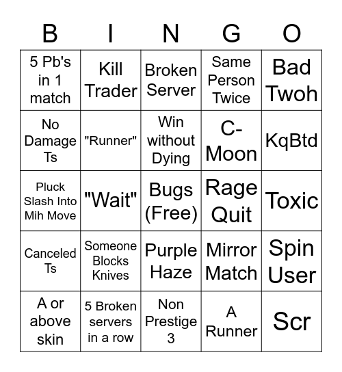 Mih Bingo Card