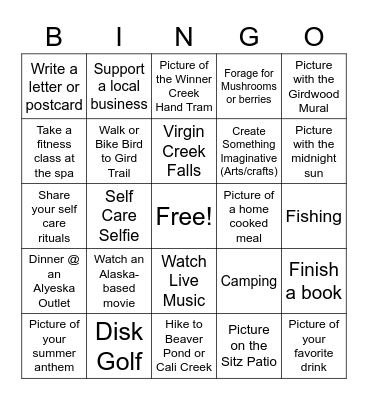 Summer Self Care BINGO Card