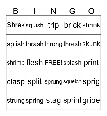 3-letter blends (some 2-letter) Bingo Card