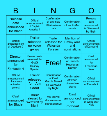 NoName's SDCC Bingo Card Bingo Card
