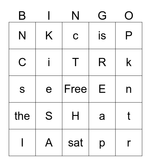 Letter Sounds/Sight Words Bingo Card