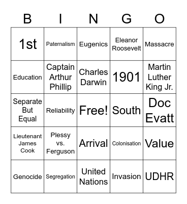 Rights and Freedoms Recap Bingo Card
