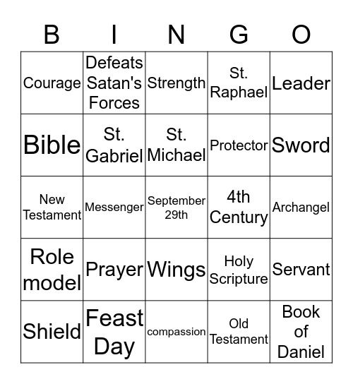 St. Michael the Archangel Bingo Card