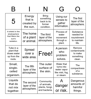 STEM VOCABULARY Bingo Card