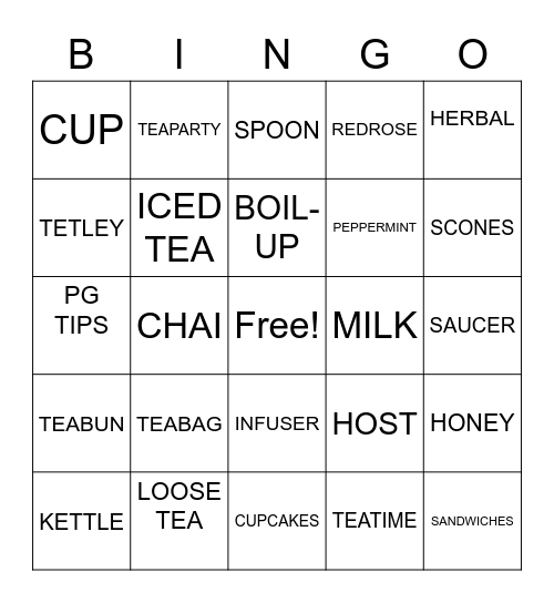 TEAPARTY Bingo Card