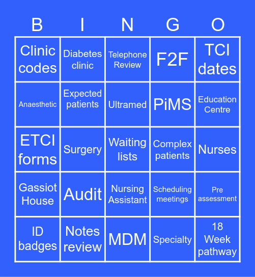 TAP Bingo Card