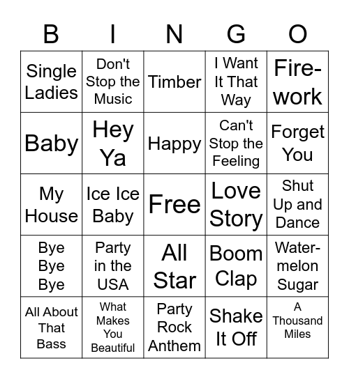 Singo Bingo POP Bingo Card