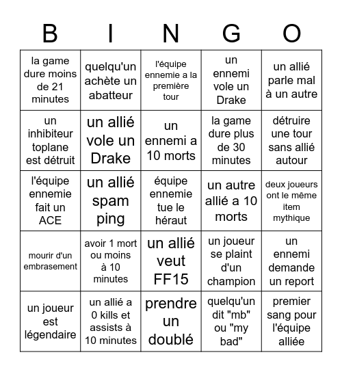 BINGO LOL DE YOONNS ! Bingo Card