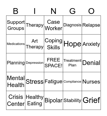 Mental Health 101 Bingo Card