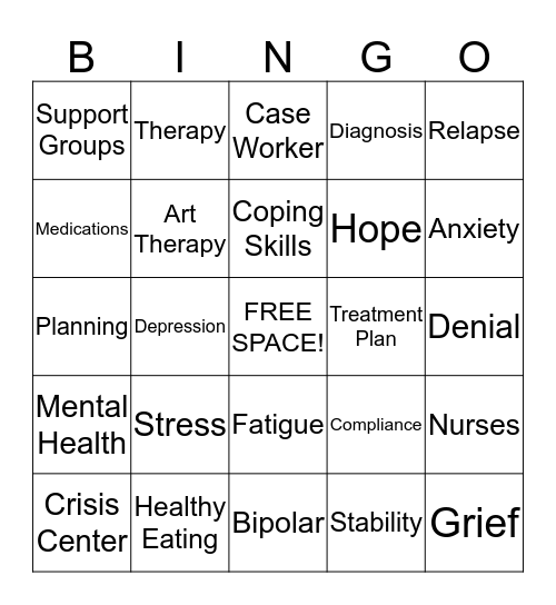 Mental Health 101 Bingo Card