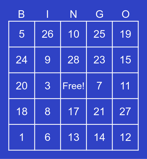 ROYAL PIN WOODLAND Bingo Card