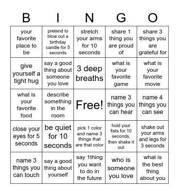 Kiddo Bingo Card
