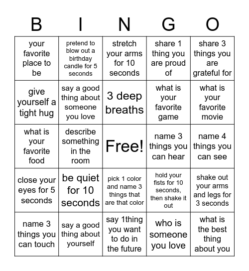 Kiddo Bingo Card