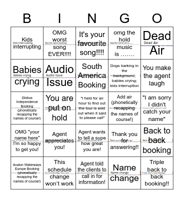 Call Flow Bingo! Bingo Card