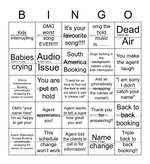 Call Flow Bingo! Bingo Card