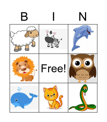 ANIMAL BINGO Card