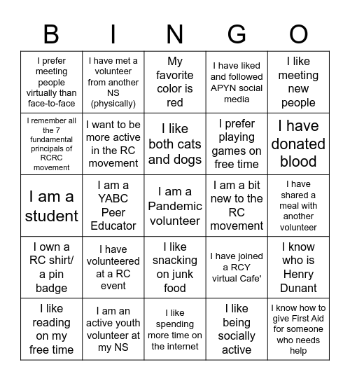 APYN - WG Bingo! Bingo Card