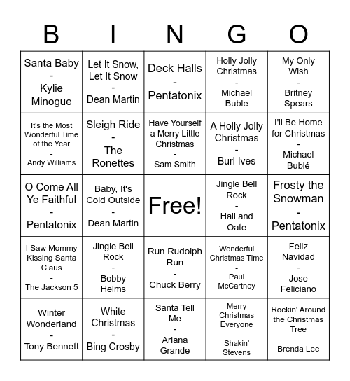 Jingle Bell Bingo Card