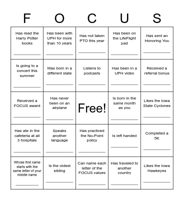 FIND SOMEONE WHO... Bingo Card