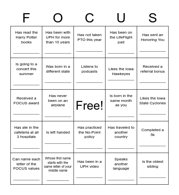 FIND SOMEONE WHO... Bingo Card