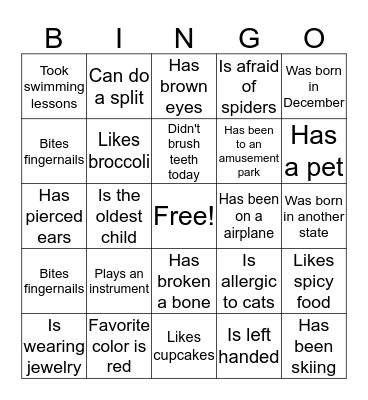 Girl Scout Get to Know You Bingo Card