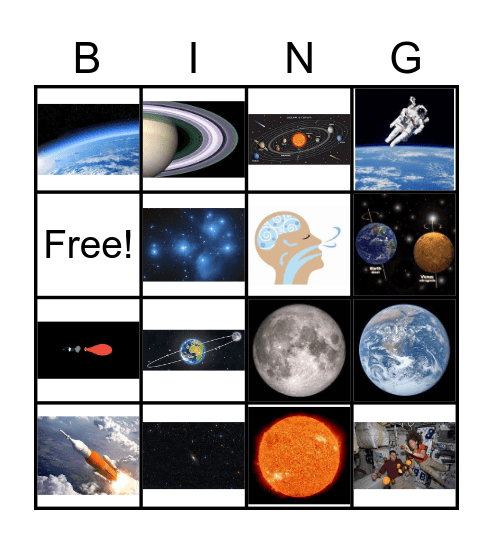 Space and Planets Bingo Card