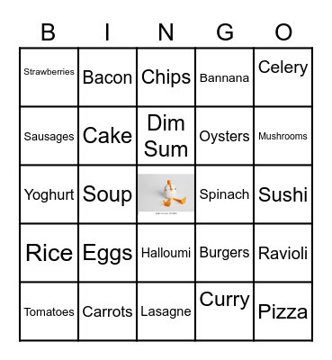 Food Bingo Card