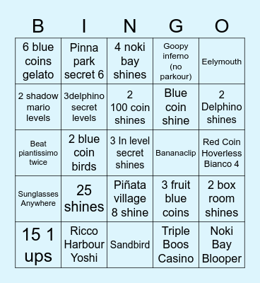 Sunshine Race Bingo Card