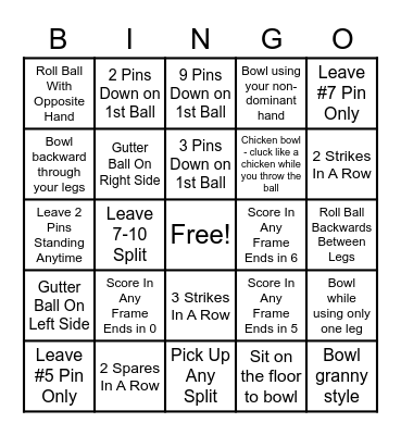 Bowling Bingo Card